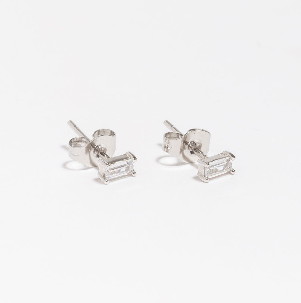 Baguette Studs-LuckyLeti Jewelry-Sliver-Lucky Leti Jewelry