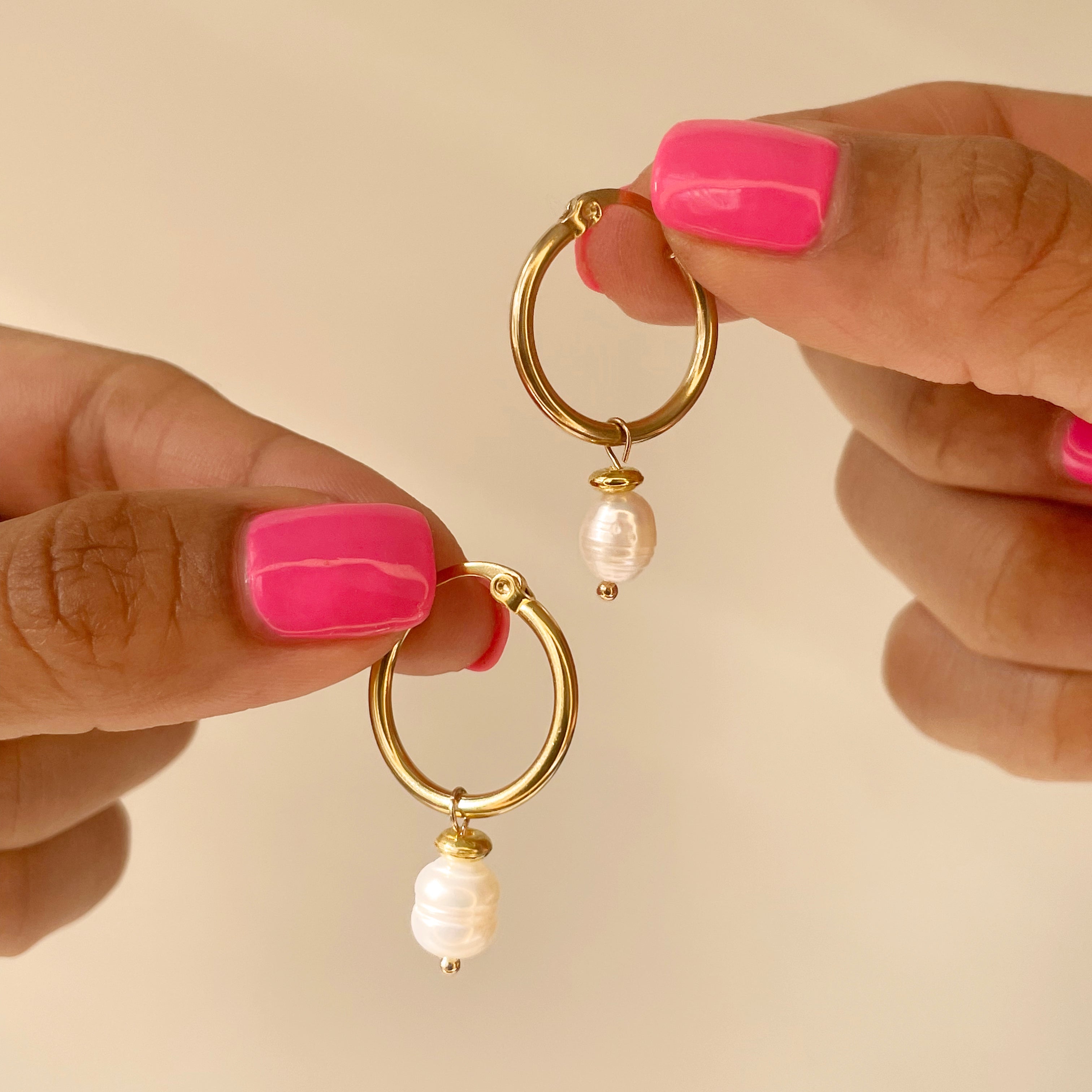 Carla Pearl Hoops-LuckyLeti Jewelry-Gold-Lucky Leti Jewelry