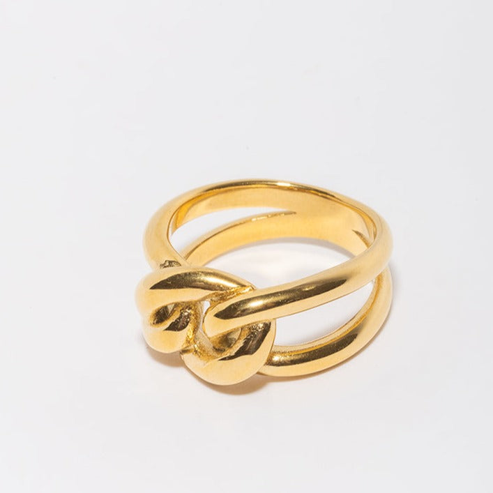 Chunky Link Ring-Rings-LuckyLeti Jewelry-6-Gold-Lucky Leti Jewelry