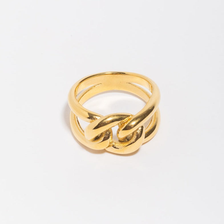 Chunky Link Ring-Rings-LuckyLeti Jewelry-6-Gold-Lucky Leti Jewelry