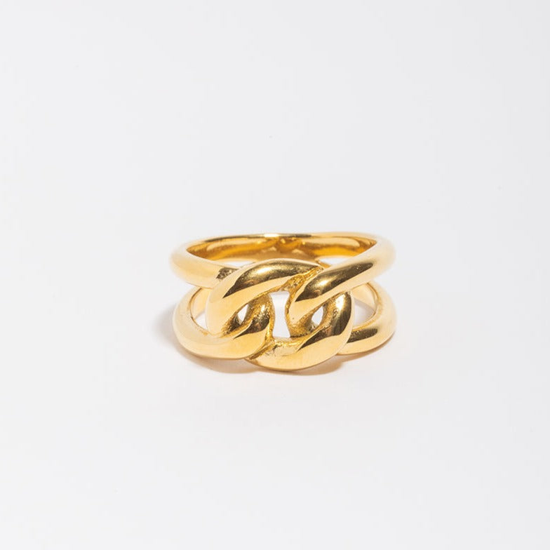 Chunky Link Ring-Rings-LuckyLeti Jewelry-6-Gold-Lucky Leti Jewelry