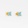 Gemstone Flower Studs-LuckyLeti Jewelry-Aqua-Gold-Lucky Leti Jewelry