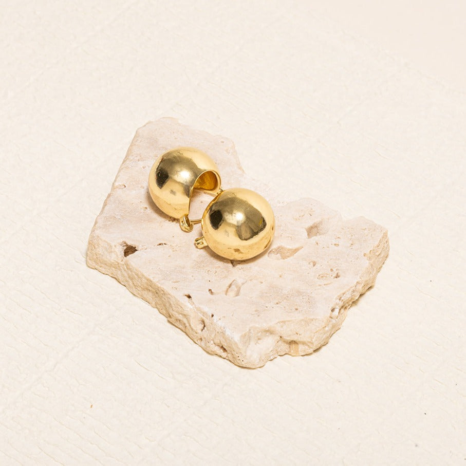 Sculptural Globe Hoops-LuckyLeti Jewelry-Gold-Lucky Leti Jewelry