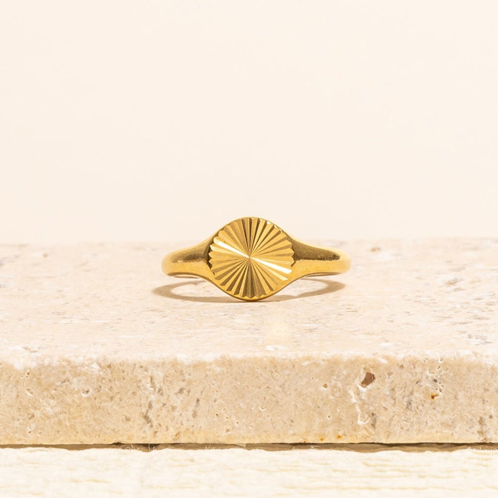 Sunburst Signet Ring-Rings-LuckyLeti Jewelry-6-Gold-Lucky Leti Jewelry