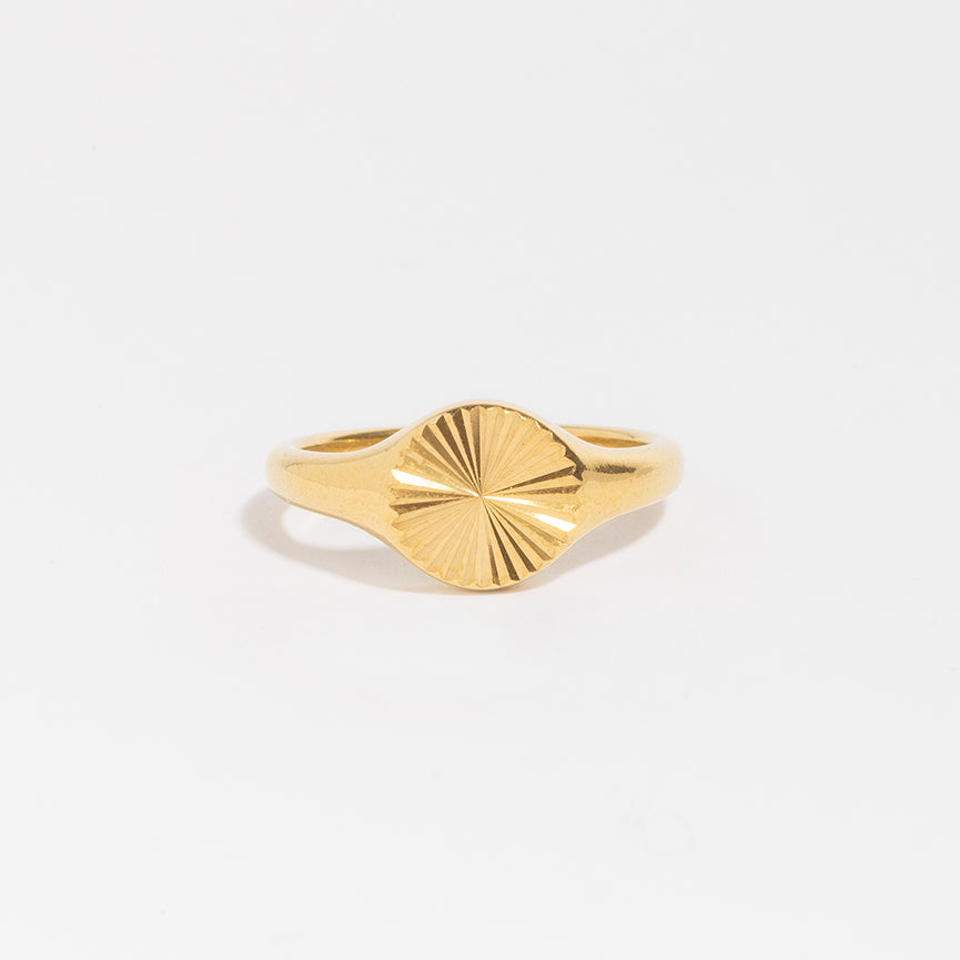 Sunburst Signet Ring-Rings-LuckyLeti Jewelry-6-Gold-Lucky Leti Jewelry