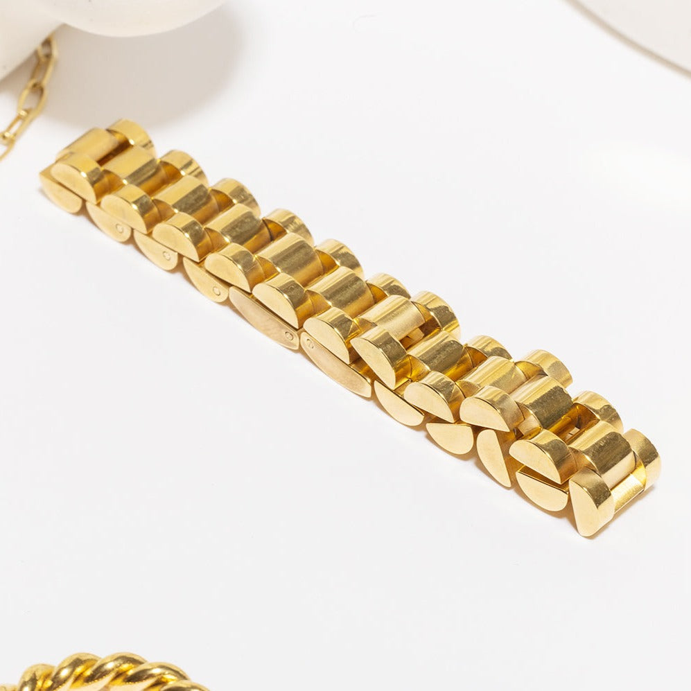 Watch Strap Bracelet-LuckyLeti Jewelry-Gold-Lucky Leti Jewelry